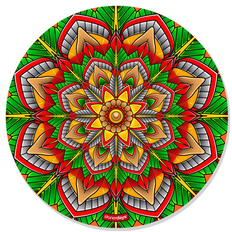 StonerDays Mandala #3 Dab Mat, 8" Polyester Silicone, Vibrant Mandala Design, Top View