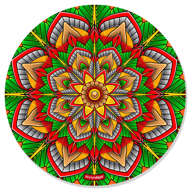 StonerDays Mandala #3 Dab Mat, 8" Polyester Silicone, Vibrant Mandala Design, Top View