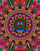StonerDays Mandala #4 Dab Mat with vibrant psychedelic design, 8" diameter, perfect for bongs and concentrates.