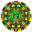 StonerDays Mandala #6 Dab Mat featuring a vibrant mandala design, 8" diameter, polyester and silicone material.