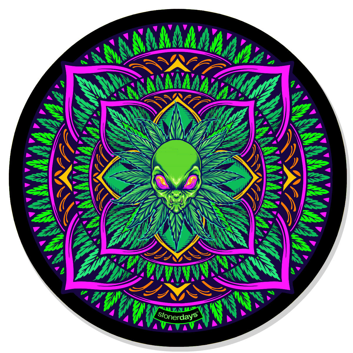 StonerDays Mandala #7 Dab Mat with psychedelic design, 8" diameter, non-slip rubber base