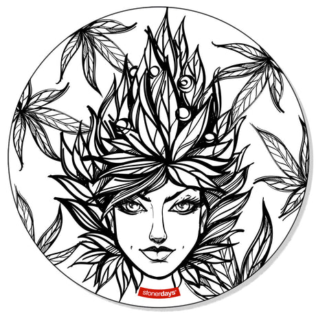 StonerDays Mary Jane Creativity Mat with Cannabis Leaf Design, 12" x 8" Rubber Pad