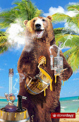 StonerDays Master Kush Bear with bong and honey in Hawaii-themed hemp playing cards