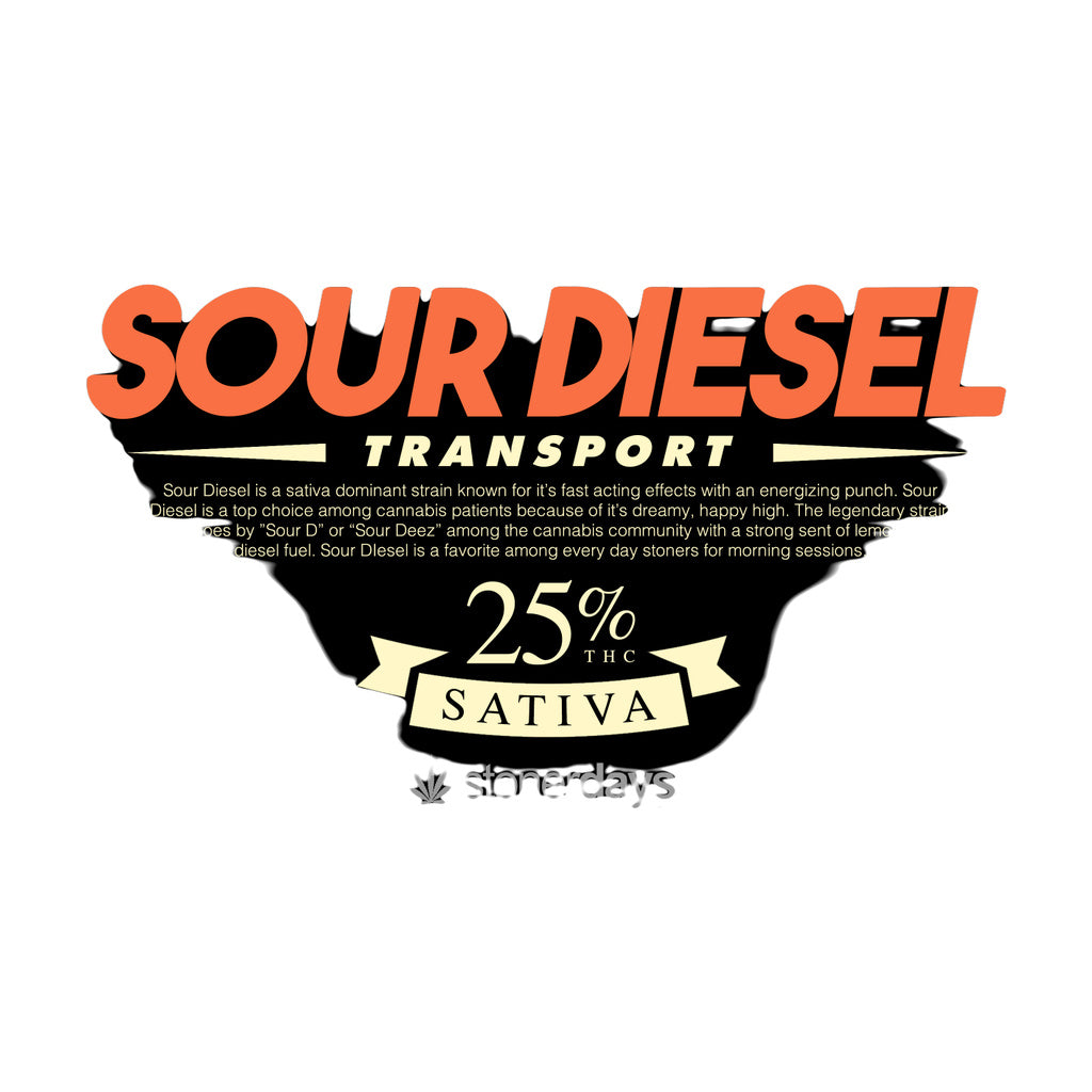 StonerDays Men's Sour Diesel Tank Top, Black with Bold Graphic Design, Size Options