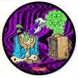 StonerDays Mind Control Dab Mat with psychedelic design, 8" diameter, top view
