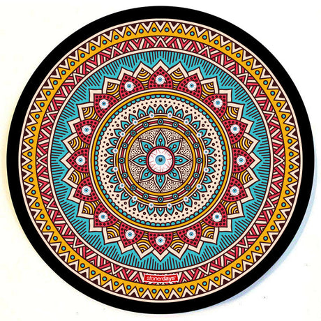 StonerDays Minds Eye Mandala Dab Mat, 8" round polyester pad with vibrant mandala design