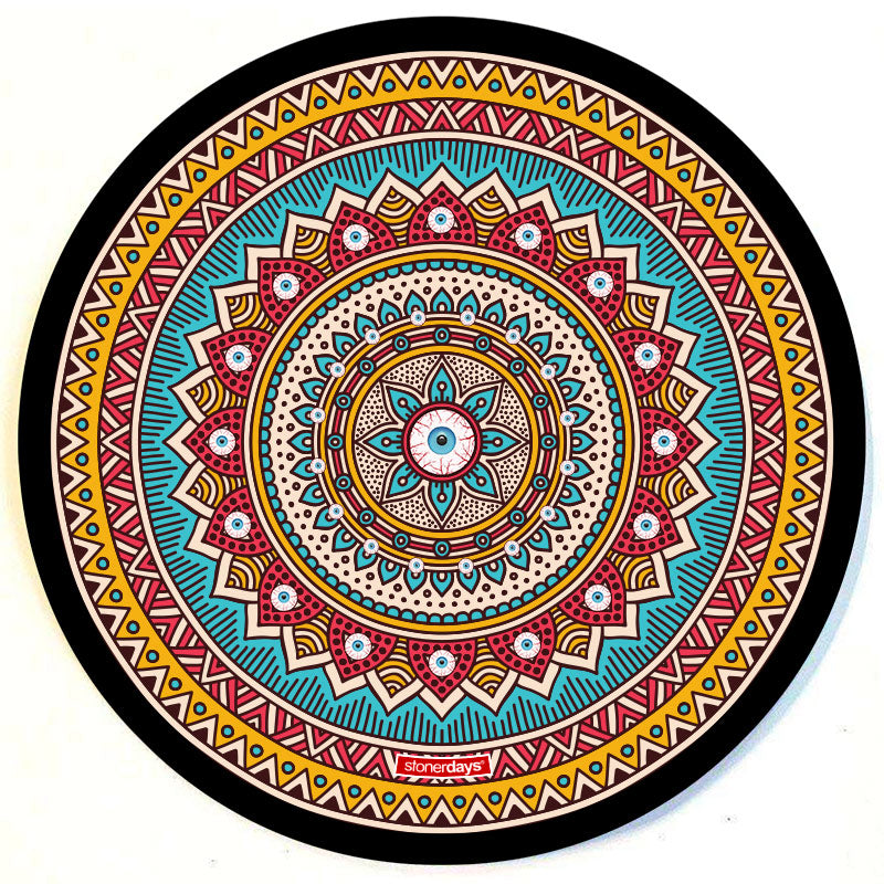 StonerDays Minds Eye Mandala Dab Mat, 8" round polyester pad with vibrant mandala design