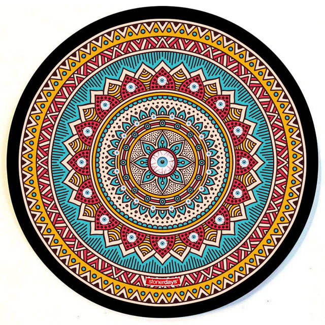 StonerDays Minds Eye Mandala Dab Mat, 8" round polyester pad with vibrant mandala design