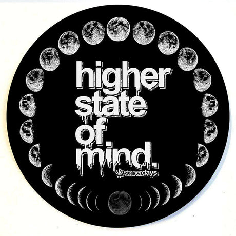 StonerDays Moon Phases Dab Mat, 8" Polyester Silicone, Top View with 'Higher State of Mind' Text