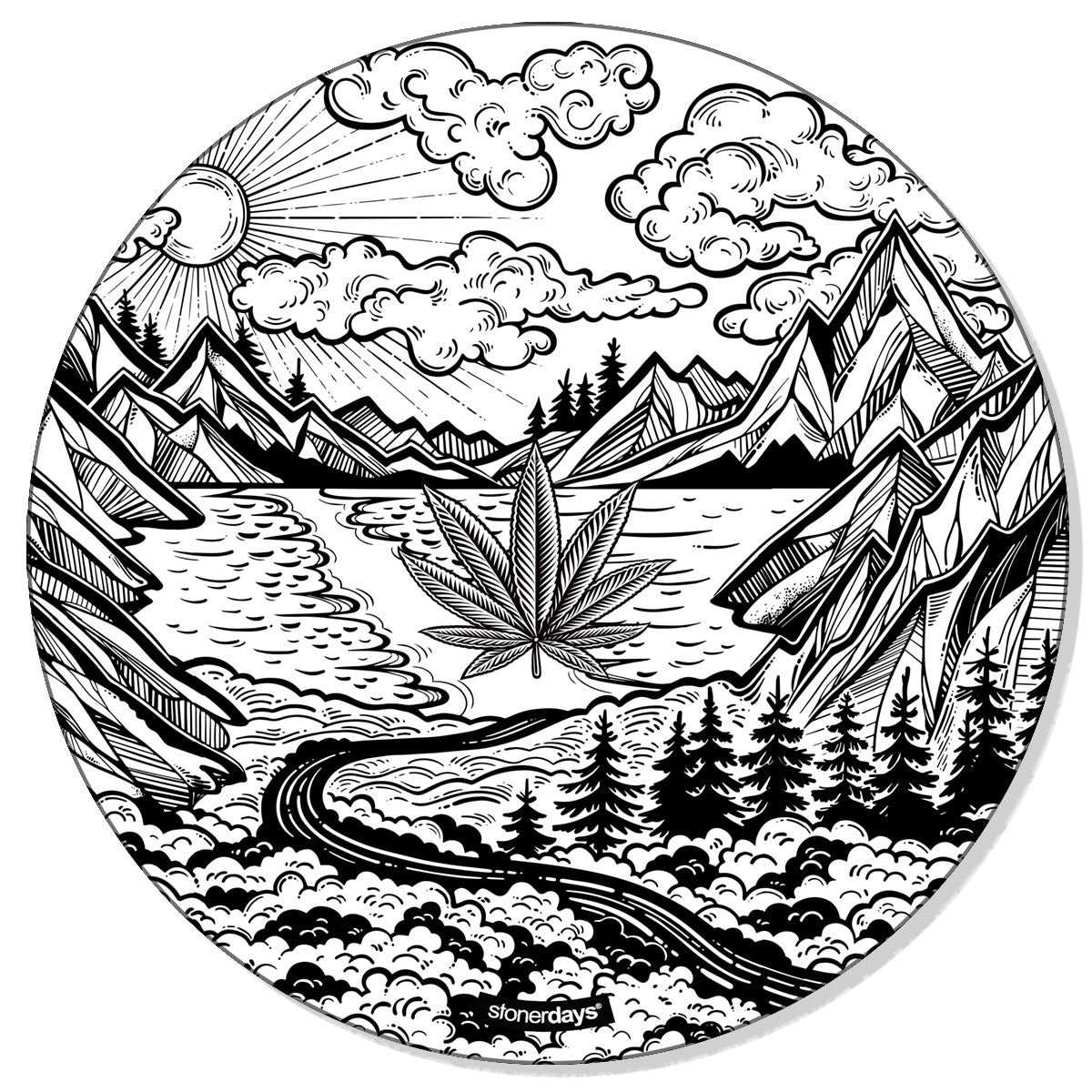 StonerDays Mountain Scapes Creativity Mat, 12" x 8" with Rubber Base, Top View