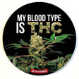 StonerDays 8" Dab Pad with 'My Blood Type Is THC' slogan, rubber & silicone, for bongs/concentrates