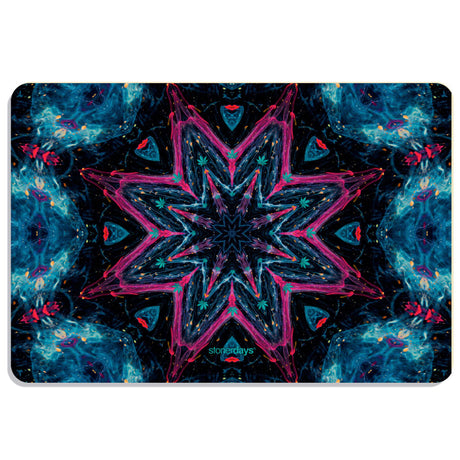 StonerDays Neon Star Dab Mat with vibrant psychedelic pattern, 8" diameter, top view