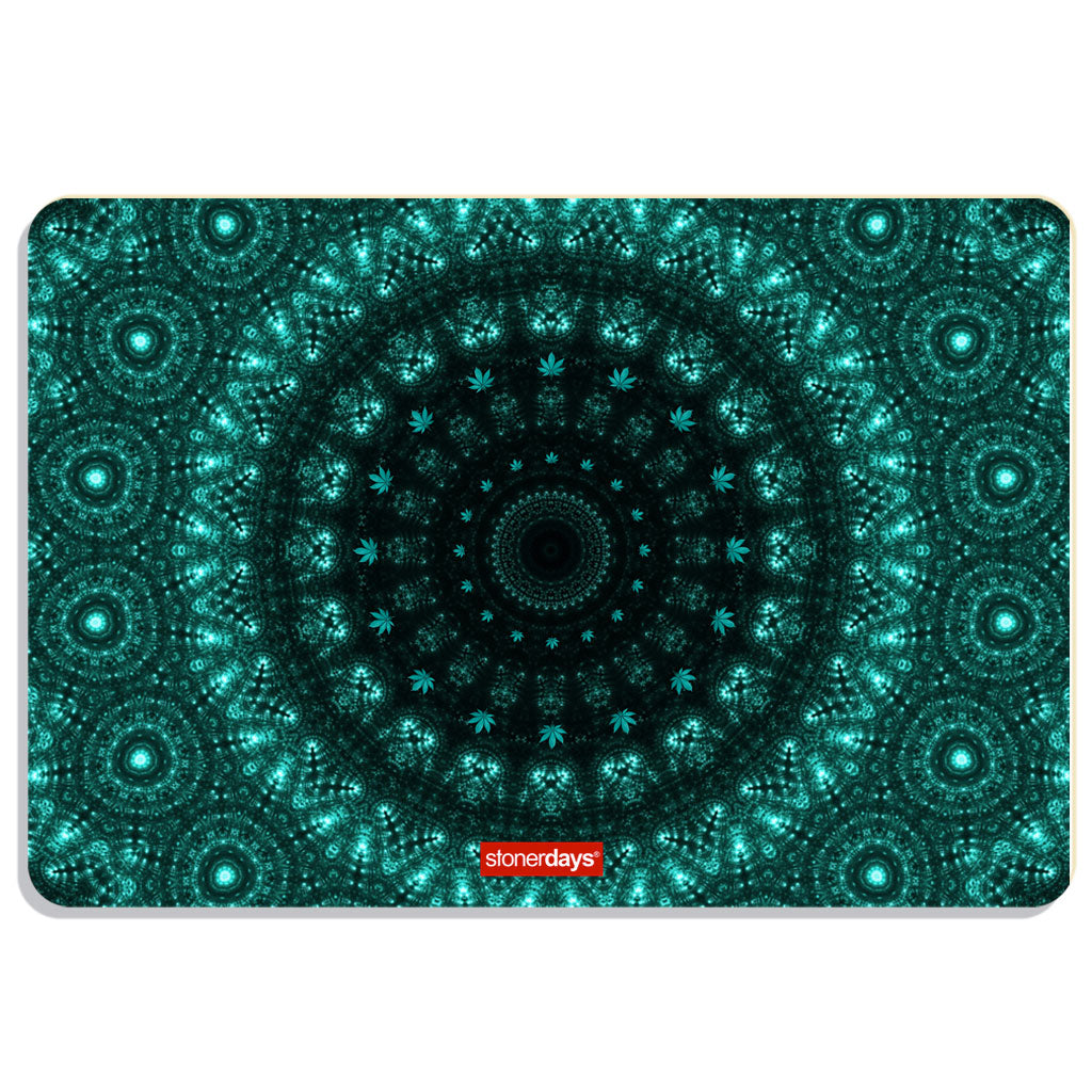 StonerDays Neon Vortex Dab Mat in green, 8" size with rubber base for stability, top view