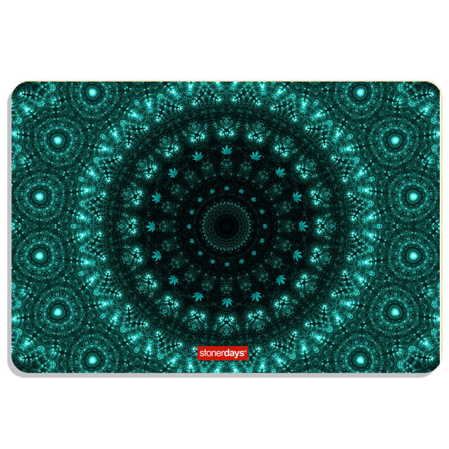 StonerDays Neon Vortex Dab Mat in green, 8" size with rubber base for stability, top view
