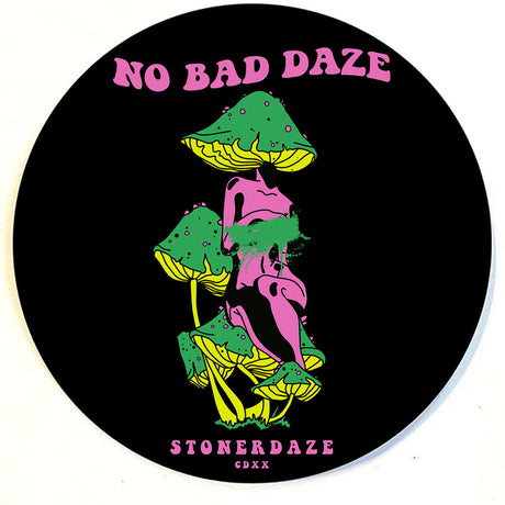 StonerDays No Bad Daze Dab Mat, 8" round polyester with rubber base, psychedelic mushroom design