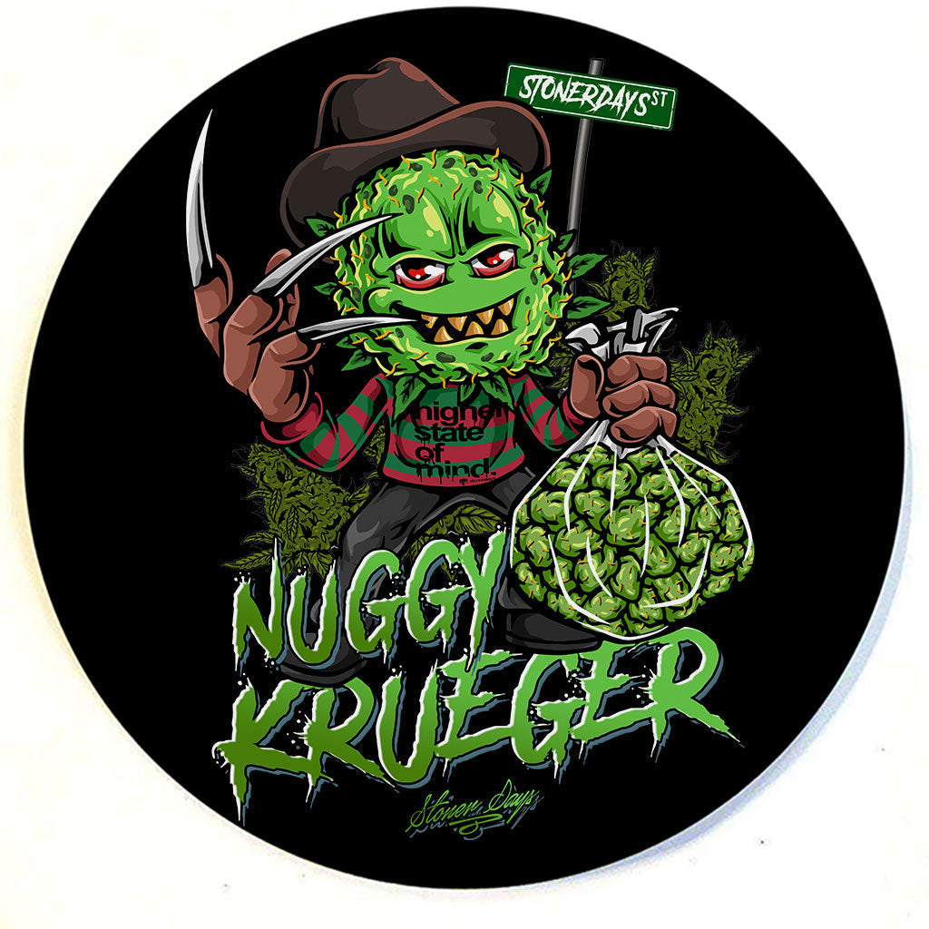 StonerDays Nuggy Krueger Dab Mat with vibrant graphic design, 8" round polyester