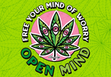 StonerDays Open Mind 12x8" Dab Mat with vibrant cannabis leaf design, ideal for bong stability