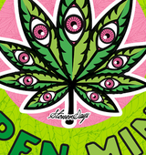 StonerDays Open Mind 8" Round Dab Mat with psychedelic leaf design, top view