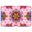 StonerDays Pink Orchid Kaleidoscope Dab Mat with vibrant green leaf design, 8" size, top view