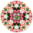StonerDays Pink Roses Dab Mat with symmetrical floral design and cannabis leaf, 8" diameter