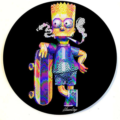 StonerDays 8" Pop Art Bart Dab Mat with vibrant psychedelic design, perfect for bongs and concentrates