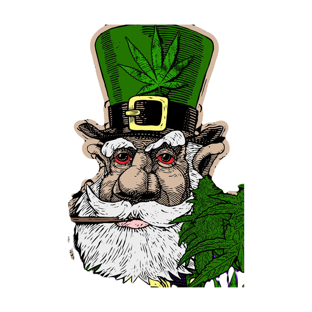 StonerDays Pot Of Gold Crop Top Hoodie design featuring a leprechaun with cannabis leaves
