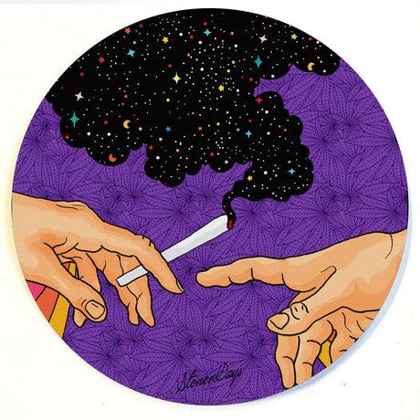 StonerDays Puff Puff Purps Dab Mat with cosmic design and durable silicone material, top view