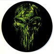 StonerDays Punisher Dab Mat with vibrant green skull design, 8" diameter, made in USA