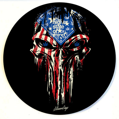StonerDays Punisher Stars and Stripes 8" Dab Mat with patriotic design, perfect for bongs and concentrates.