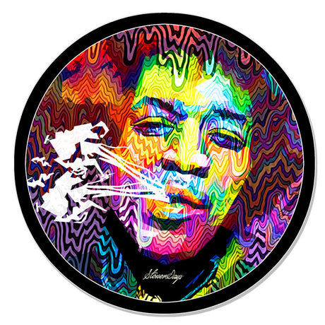 StonerDays Purp Haze Dab Art Mat with vibrant psychedelic design, 8" diameter, top view