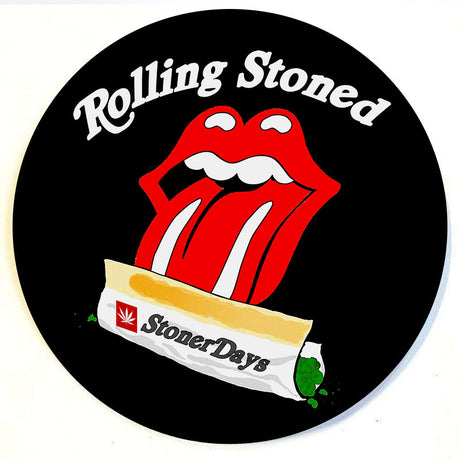 StonerDays Rolling Stoned Dab Mat with iconic tongue graphic, 8" diameter, non-slip rubber base