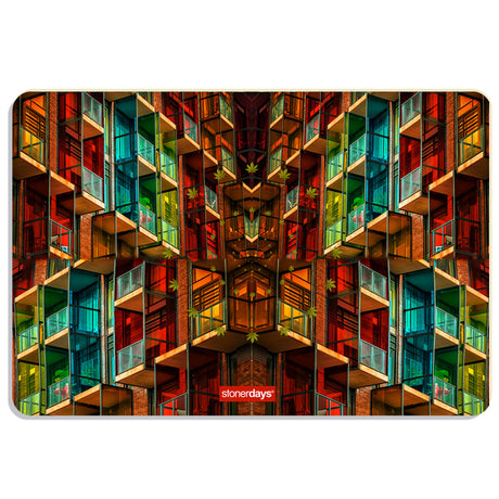 StonerDays Rooms Of Perception Dab Mat with psychedelic design, 8" size, and rubber base