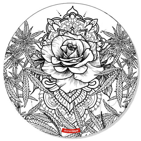 StonerDays Roses Are Green Creativity Mat with intricate designs, 8" diameter, top view