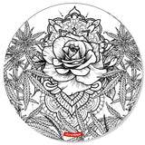 StonerDays Roses Are Green Creativity Mat with intricate designs, 8" diameter, top view