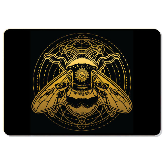 StonerDays Sacred Geometry Bee Design Dab Mat, 1/4" Thick Polyester, Rubber Base, Top View
