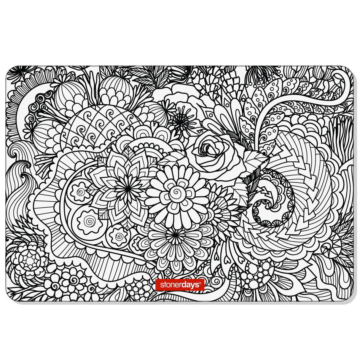 StonerDays Sea Of Flowers Large Creativity Mat for Dab Rigs, Top View on White Background
