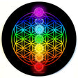 StonerDays Seven Chakras Dab Mat with vibrant UV reactive color spectrum, 8" diameter, top view