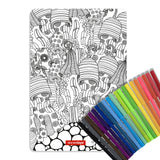 StonerDays Shroom Roots Large Creativity Mat with Colorful Markers, Top View