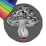 StonerDays Shroomy Eyes 8" Dab Mat with psychedelic mushroom design, made of non-slip rubber