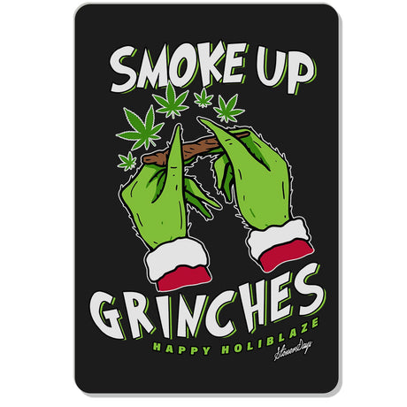 StonerDays 'Smoke Up Grinches' Dab Mat with festive design, 1/4" thick rubber base for bong stability