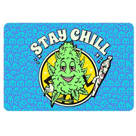 StonerDays Stay Chill 12x8" Dab Mat with vibrant cartoon design, top view on white background