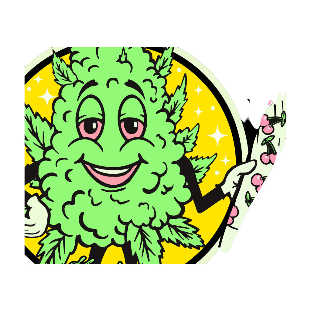 StonerDays Stay Chill Tank graphic close-up featuring a smiling cannabis leaf design