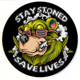 StonerDays Stay Stoned Save Lives Dab Mat with green sherlock design, 8" diameter