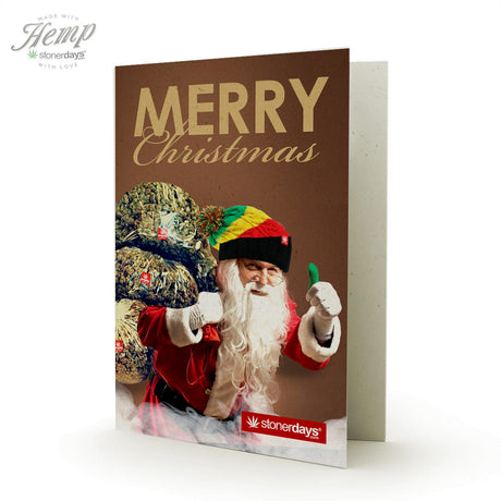 StonerDays Stoney Santa Christmas Hemp Card front view with festive design