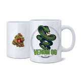 StonerDays ceramic mugs featuring Blue Dream & Venom OG designs, front & side view on white