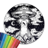StonerDays 8" Creativity Mat with UFO and abduction design, polyester and rubber, for concentrates