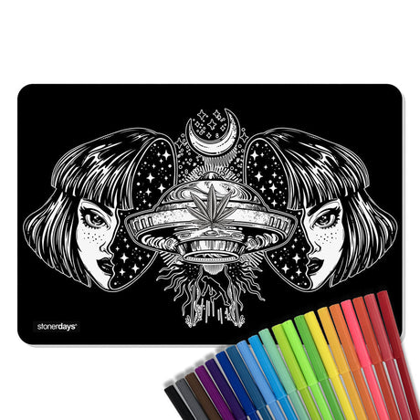 StonerDays Silicone Dab Mat with Alien Graphic, 1/4" Thick, For Concentrates - Top View
