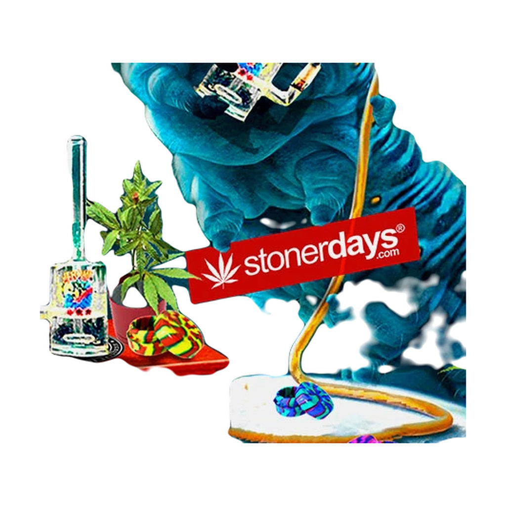 StonerDays Tea Party Combo Dab Mat Pack with vibrant cosmic artwork, front view