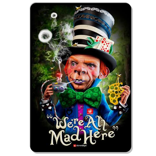 StonerDays Tea Party Combo Dab Mat with Mad Hatter Design, Rubber Silicone Hybrid, Front View