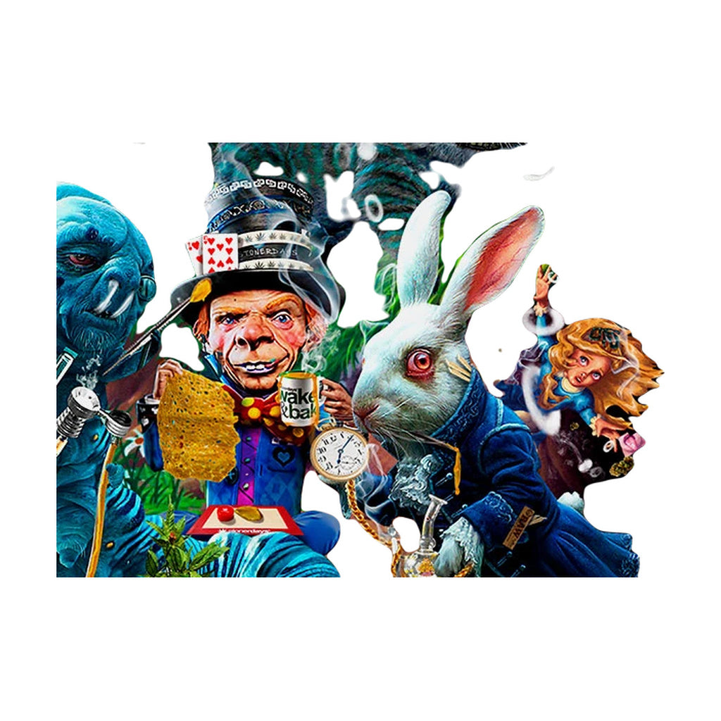 StonerDays Tea Party Combo Dab Mat with vibrant Alice in Wonderland theme